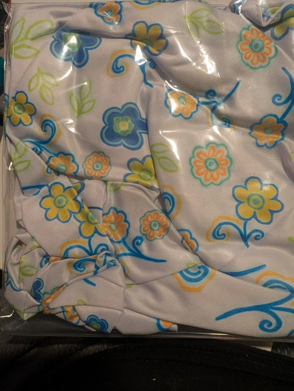 Womens Elastic Back Scrub Cap Set Light Blue Floral Medical Nurse Work Hat New